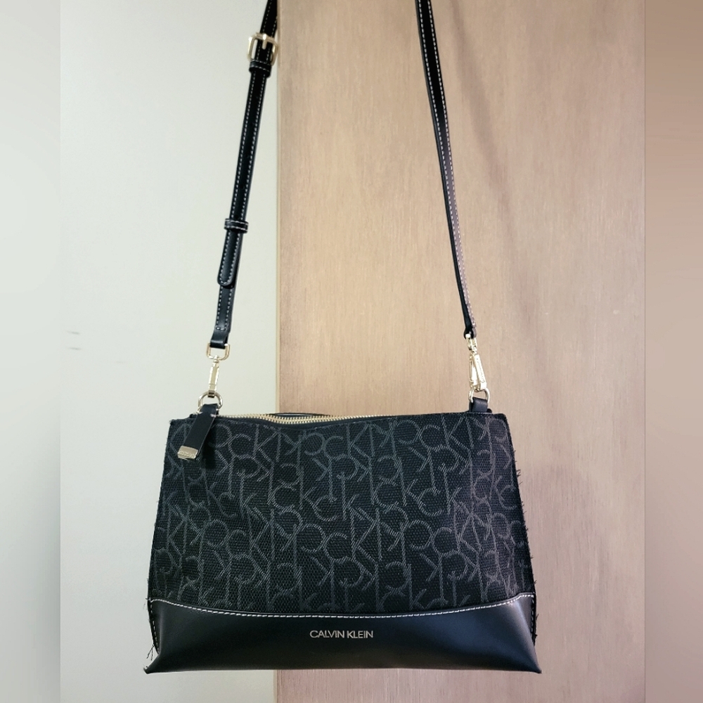 Calvin Klein Sonoma Monogram Crossbody Bag Black